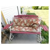 Wooden glider with cushions, 67' wide Wooden glider with cushions, 67' wide