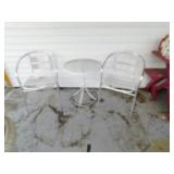 Patio set with 2 matching aluminum chairs and one Patio set with 2 matching aluminum chairs and one