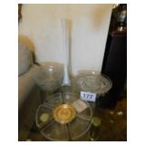 21' white bud vase - 2 large clear glass bowls - 21' white bud vase - 2 large clear glass bowls -