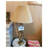 32" vintage lamp, roses climb up