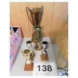 Bronze trophy, 10" tall, #22B - 6" trophy #21 -