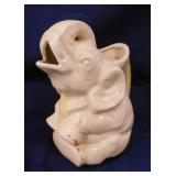 Vintage ceramic elephant pitcher, 6.5" tall