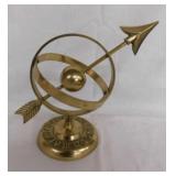 Vintage brass Armillary sphere w/ arrow, 7.5"