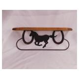Wooden & metal western wall shelf w/ good luck