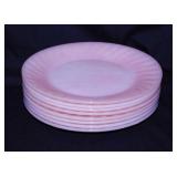 8 Fire-King pink swirl dinner plates, 9" diameter