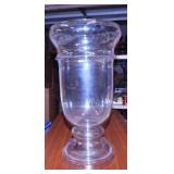 Hurricane glass vase, 15.5" tall