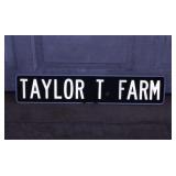 Metal Taylor T Farm 2-sided sign, 30" x 6"