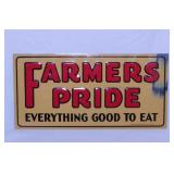 Vintage Farmers Pride embossed metal sign, 11.75"