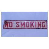 Vintage embossed metal No Smoking sign, 18" x 4"