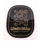 1977 Lowenbrau beer bar sign, 10" x 12", glass