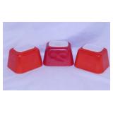 Three 1947 Pyrex Primary red refrigerator dishes