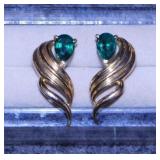 14K emerald earrings, rare