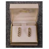 10K yellow gold & diamond earrings,