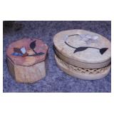 2 soapstone trinket boxes w/ mother of pearl