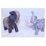 Wood carved elephant, 6" - Stone elephant, 6"