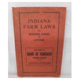 1911 Bank of Kingman Indiana Farm Laws book