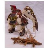 Vintage wooden Indian elephant marionette, 7.5"