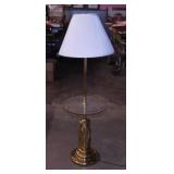 Nice brass & glass floor lamp side table with