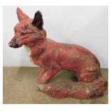Vintage concrete garden yard art fox statue,