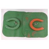 Vintage metal & rubber horseshoes yard game