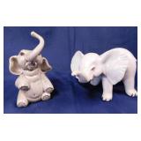 2 ceramic elephant figurines, tallest is 5"