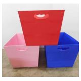 3 Walmart plastic storage tote bins, 18" x 14.5"
