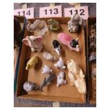 14 elephant figurines, tallest is 4"