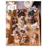 16 elephant figurines, tallest is 5"