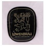 1976 Lowenbrau beer bar sign, 10" x 12", glass