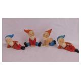 4 vintage pixie gnome elf figurines marked Japan,
