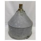 Galvanized tractor gasoline funnel, 10" across