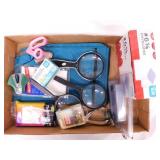 Office supplies: Magnifying glasses, envelopes,