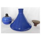 Blue enamel safety flare pot - Blue ceramic crock