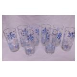 8 Libbey snowflake glass tumblers, 6.5" tall