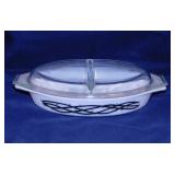 1958 Pyrex Barbed Wire 1.5 qt. divided promo dish