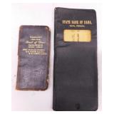 Bank of Dana Indiana: Ledger, notebook, checks