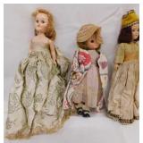 3 vintage sleep eye dolls, one w/ handmade