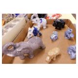 8 ceramic elephant figurines, tallest is 3.5"