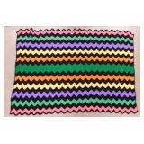 Vintage hand crocheted zig-zag afghan