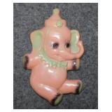 Vintage chalkware elephant nursery wall plaque,