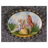 Czechoslovakia hand painted vintage brooch,