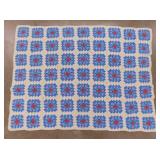 Vintage hand crocheted Granny Square afghan -
