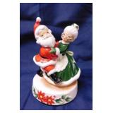 Christmas Santa and Mrs. Claus music box, 8" tall
