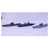 3 Tootsietoy diecast military toy battleship &
