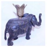 Brass elephant candlestick - Carved horn elephant