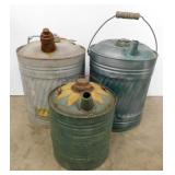 3 Canco galvanized gas gasoline cans