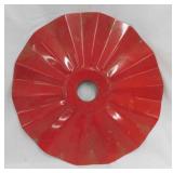 Vintage red metal fluted light shade, 14" diam.