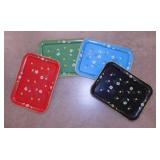 4 vintage floral metal serving trays, 17.5" x
