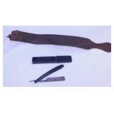 John E. Bowdin Blacksteel straight razor in case -