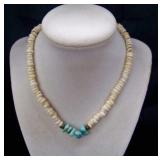 Vintage puka shell & turquoise tribal necklace
